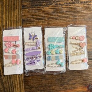 Adorable Embellished Kids Hair Accessories Sets (Pink, Purple, Teal, Rose)
